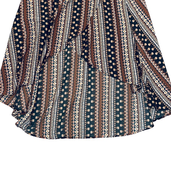 SHEIN Hi-low boho hippie brown, black and tan skirt size medium - Picture 4 of 6